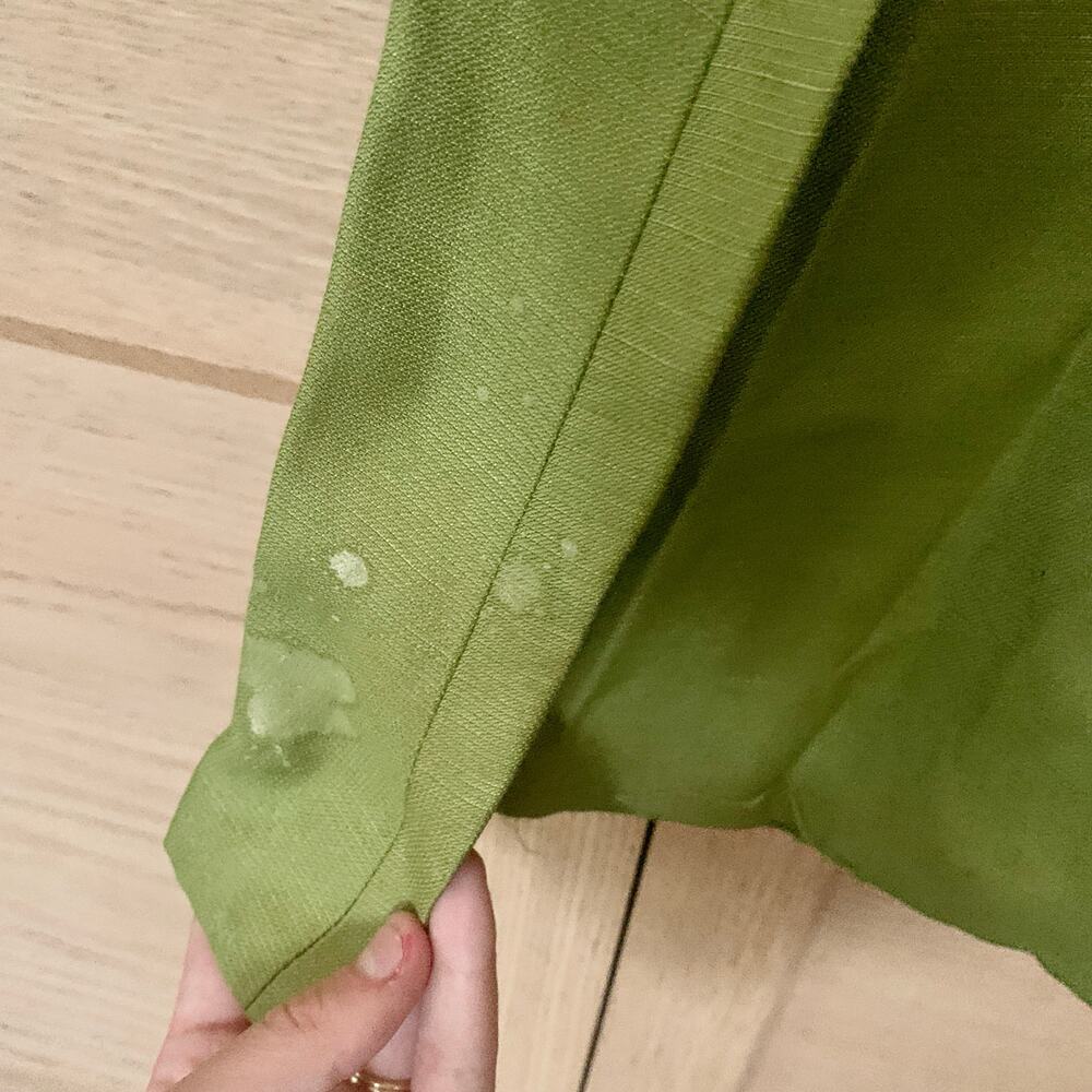 Vintage Green Maxi Dress with Satin Bow Belt 1970s Cream Lace Formal Dress - Picture 9 of 11